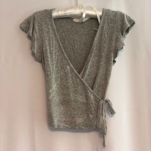 Soft Gray Side Tie Wrap Shirt